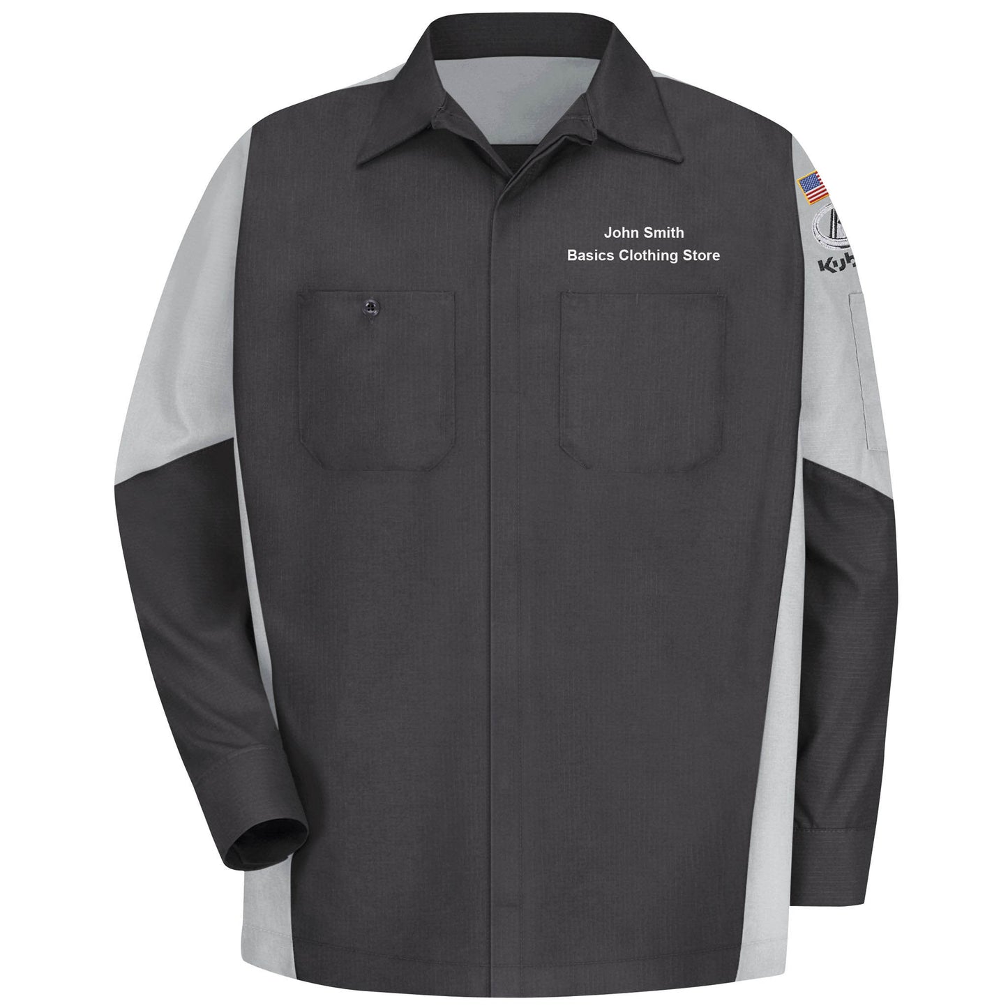 Kubota Technician Crew Shirt - Long Sleeve - Charcoal / Grey