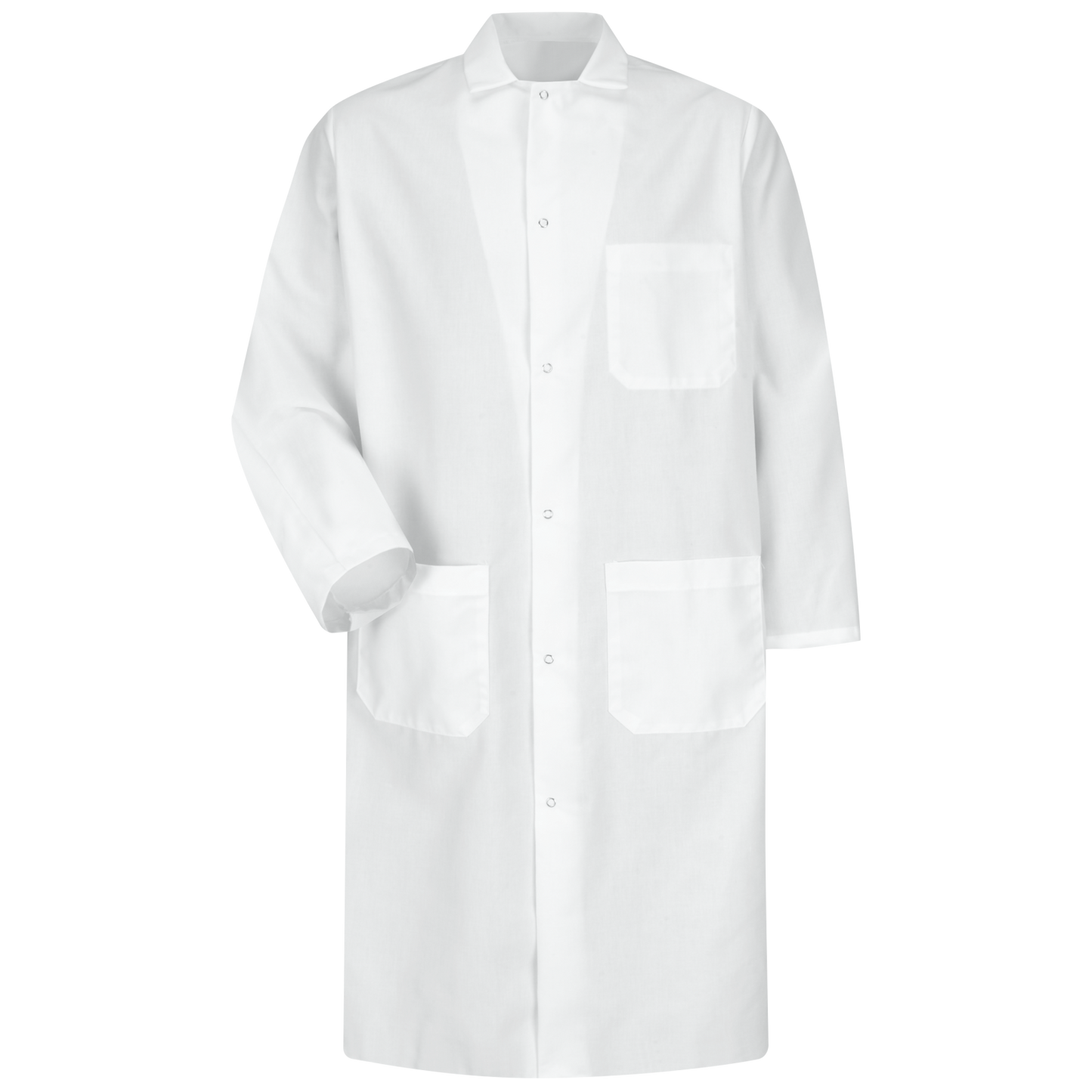 Red Kap Gripper-Front Spun Polyester Butcher Coat with Interior Pocket-White