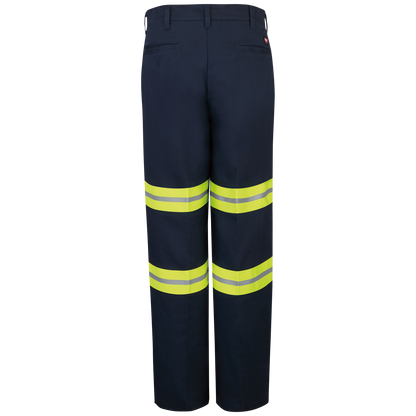 Red Kap Men's Enhanced Visibility Wrinkle-Resistant Cotton Pant-Navy w/ Yellow Visibility Trim