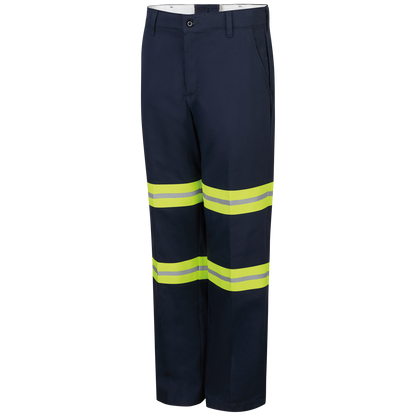 Red Kap Men's Enhanced Visibility Wrinkle-Resistant Cotton Pant-Navy w/ Yellow Visibility Trim