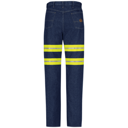 Red Kap Men's Enhanced Visibility Men's Relaxed Fit Jean-Denim w/ Yellow Visibility Trim