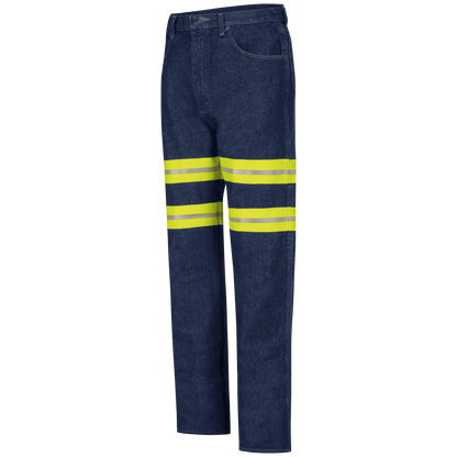 Red Kap Men's Enhanced Visibility Men's Relaxed Fit Jean-Denim w/ Yellow Visibility Trim