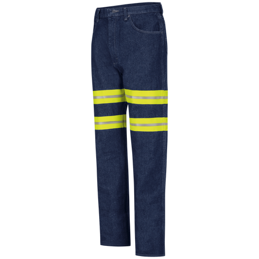 Red Kap Men's Enhanced Visibility Men's Relaxed Fit Jean-Denim w/ Yellow Visibility Trim