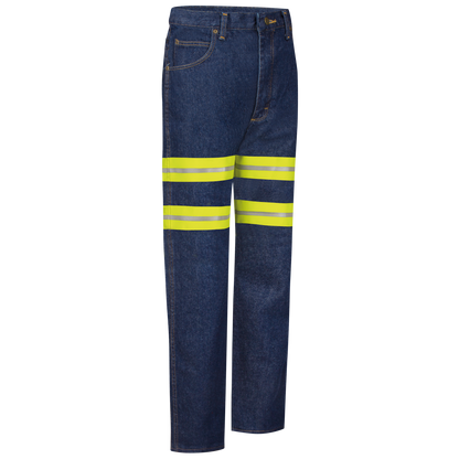 Red Kap Men's Enhanced Visibility Men's Relaxed Fit Jean-Denim w/ Yellow Visibility Trim