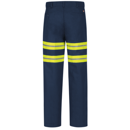 Red Kap Men's Enhanced Visibility Dura-Kap® Industrial Pant-Navy w/ Yellow Visibility Trim