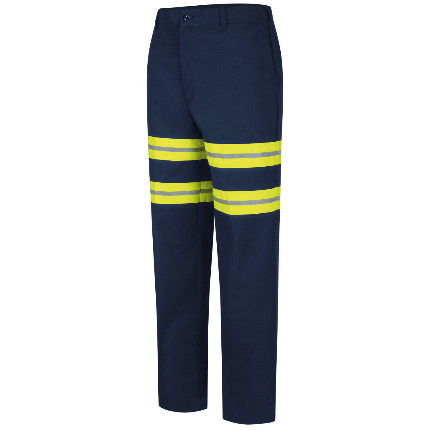 Red Kap Men's Enhanced Visibility Dura-Kap® Industrial Pant-Navy w/ Yellow Visibility Trim