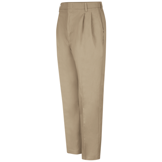 Red Kap Men's Pleated Twill Slacks-Khaki