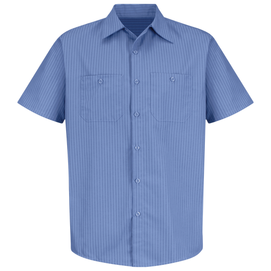 Red Kap Men's Short Sleeve Industrial Stripe Work Shirt-Petrol Blue / Navy Stripe