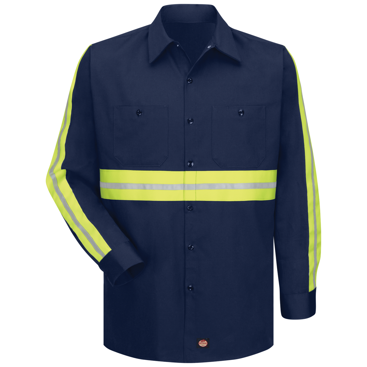 Red Kap Long Sleeve Enhanced Visibility Cotton Work Shirt