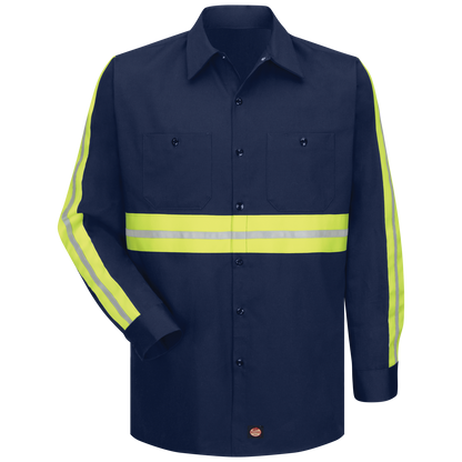 Red Kap Long Sleeve Enhanced Visibility Cotton Work Shirt