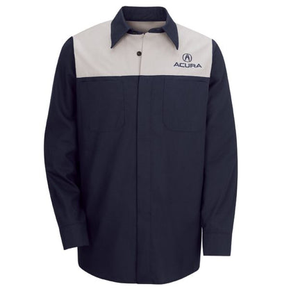 Acura Long Sleeve Technician Shirt- Light Grey / Navy