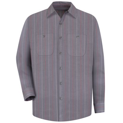 Red Kap Men's Long Sleeve Industrial Stripe Work Shirt