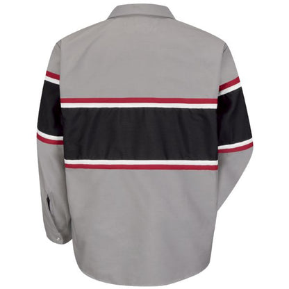 Mitsubishi Long Sleeve Technician Shirt - Grey / Black w/ Red / White