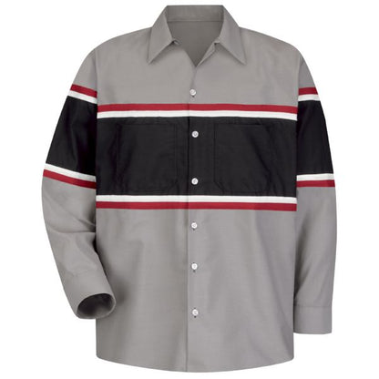 Mitsubishi Long Sleeve Technician Shirt - Grey / Black w/ Red / White