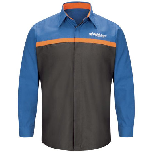 Ford Quick Lane® Long Sleeve Technician Shirt - Charcoal / Royal Blue / Orange