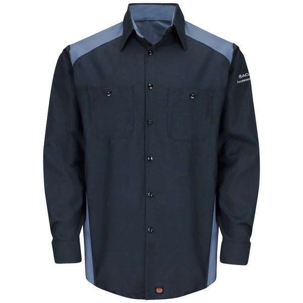 Acura Accelerated Long Sleeve Technician Shirt-Navy / Postman Blue