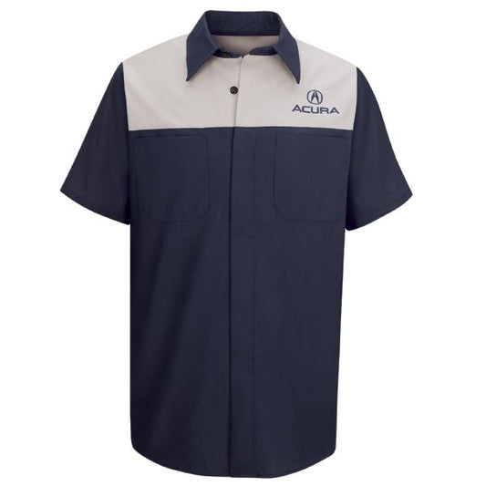 Acura Short Sleeve Technician Shirt-Light Grey / Navy