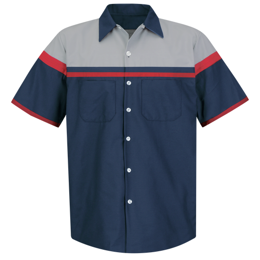 Red Kap Men's Short Sleeve Performance Tech Shirt-Navy / Red / Light Grey