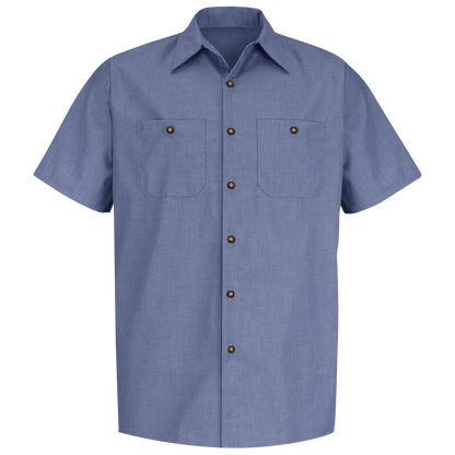 Red Kap Men's Short Sleeve Geometric Microcheck Work Shirt