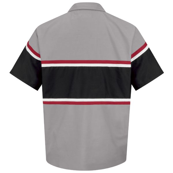 Mitsubishi Short Sleeve Convertible Collar Technician Shirt  - Light Grey / Black