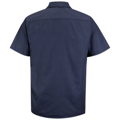 Red Kap Men's Short Sleeve Durastripe® Work Shirt-Navy / Light Blue Twin Stripe