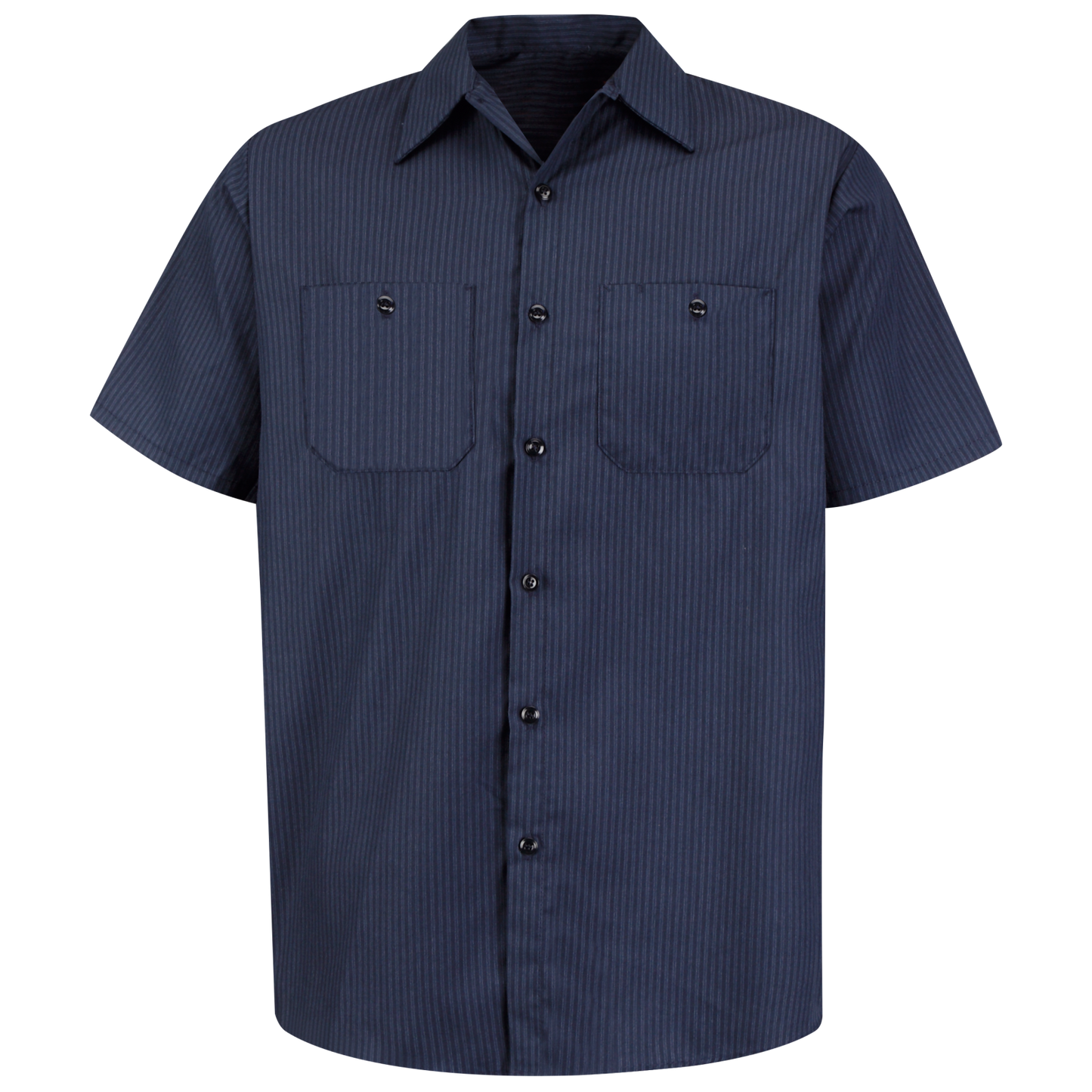 Red Kap Men's Short Sleeve Durastripe® Work Shirt-Navy / Light Blue Twin Stripe