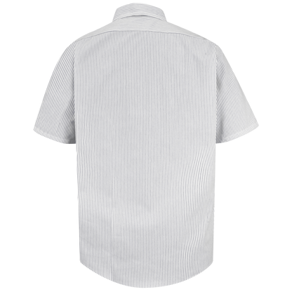 Red Kap Men's Short Sleeve Striped Dress Uniform Shirt- White / Charcoal Stripe