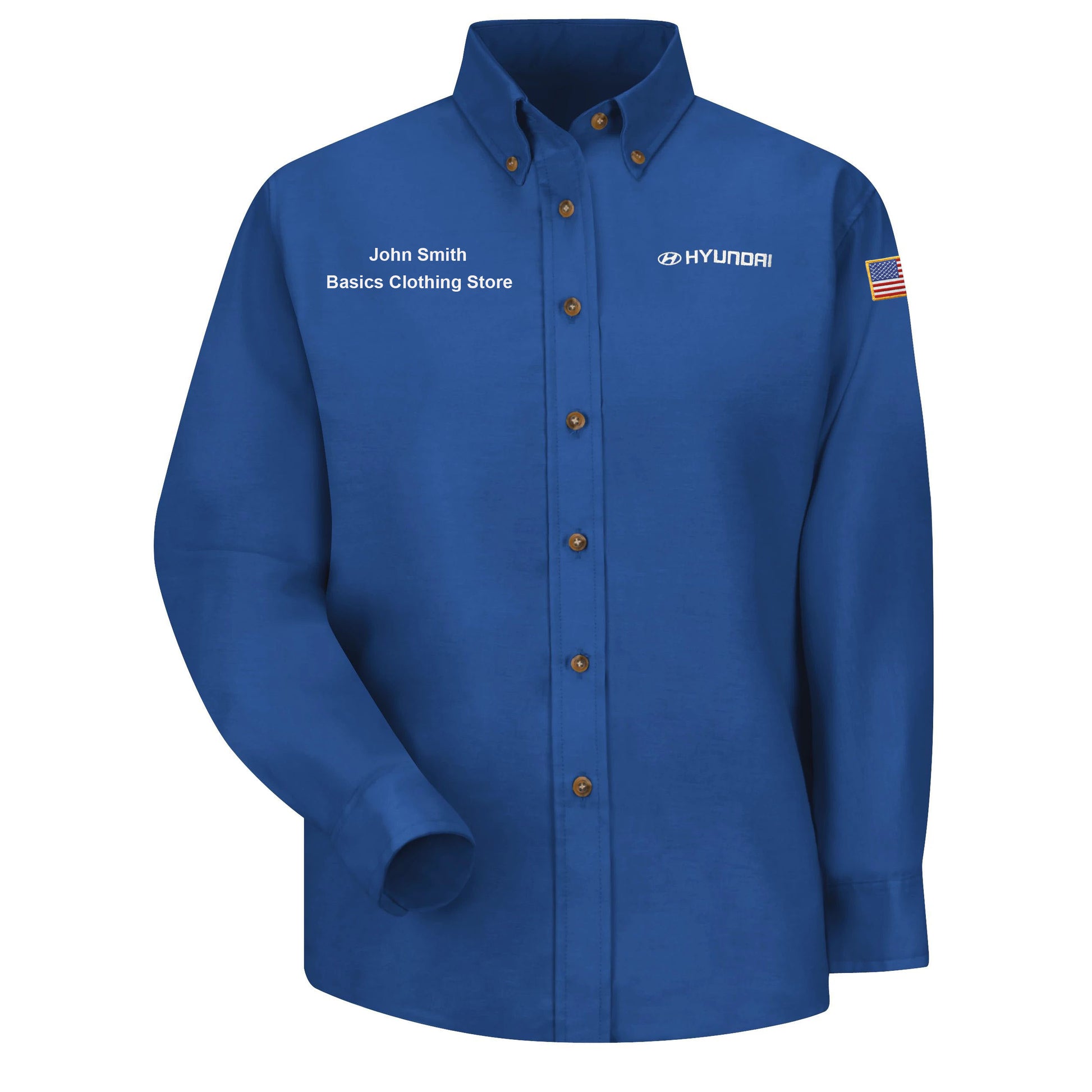 Hyundai Women's Long Sleeve Poplin Dress Shirt - Royal Blue - SP91HR - 4 Hyundai Women's Long Sleeve Poplin Dress Shirt - Royal Blue - SP91HR - 4