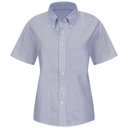 Red Kap Women's Short Sleeve Executive Oxford Dress Shirt-Blue / White Stripe