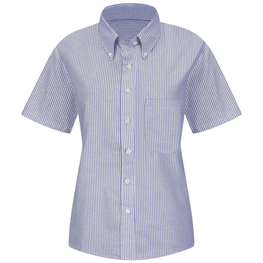 Red Kap Women's Short Sleeve Executive Oxford Dress Shirt-Blue / White Stripe