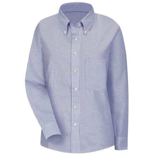 Red Kap Women's Long Sleeve Executive Oxford Dress Shirt-Blue / White Stripe