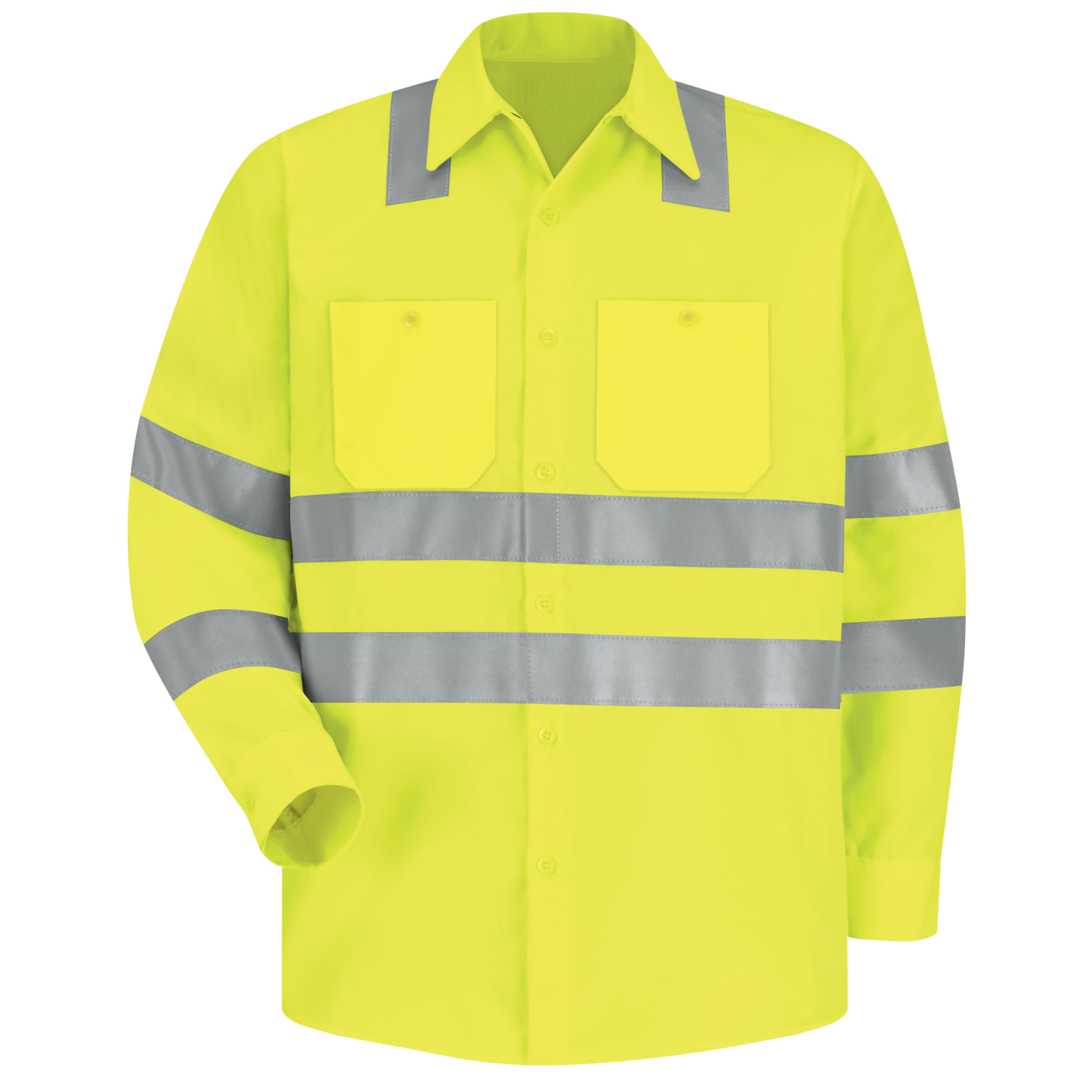 Red Kap Men's Hi-Visibility Long Sleeve Work Shirt - Type R, Class 3