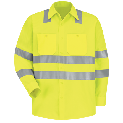 Red Kap Men's Hi-Visibility Long Sleeve Work Shirt - Type R, Class 3