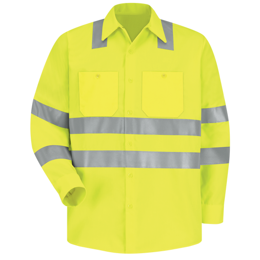 Red Kap Men's Hi-Visibility Long Sleeve Work Shirt - Type R, Class 3