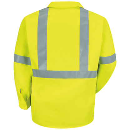 Red Kap Men's Hi-Visibility Yellow Long Sleeve Work Shirt - Type R, Class 2-Fluorescent Yellow