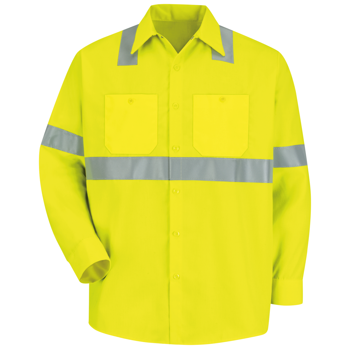 Red Kap Men's Hi-Visibility Yellow Long Sleeve Work Shirt - Type R, Class 2-Fluorescent Yellow