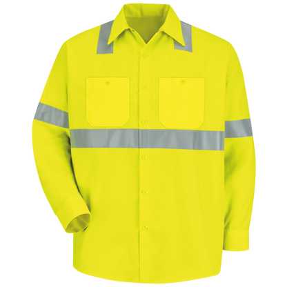 Red Kap Men's Hi-Visibility Yellow Long Sleeve Work Shirt - Type R, Class 2-Fluorescent Yellow