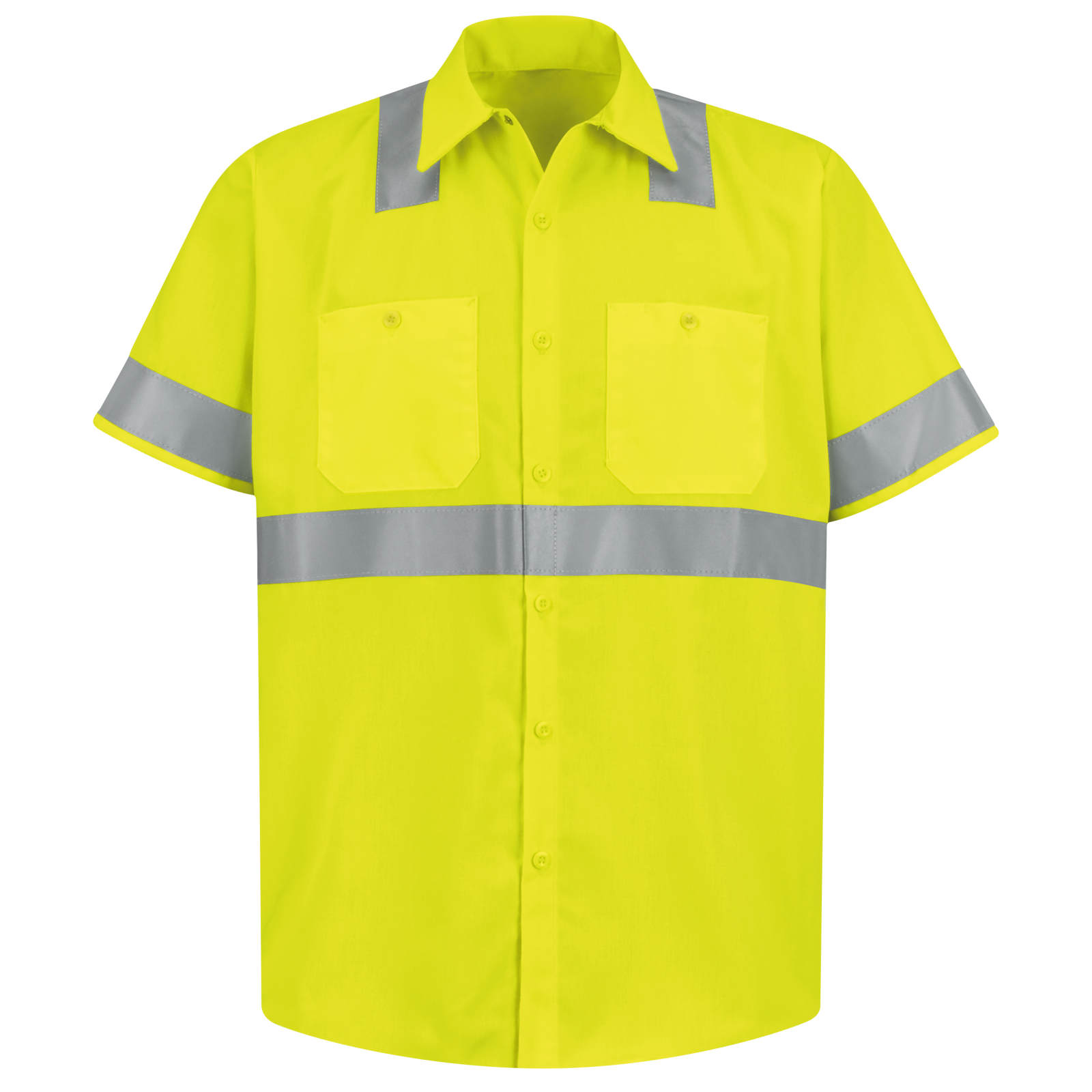 Red Kap Men's Hi-Visibility Yellow Short Sleeve Work Shirt - Type R, C ...