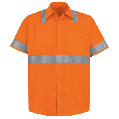 Red Kap Men's Hi-Visibility Orange Short Sleeve Work Shirt - Type R, Class 2