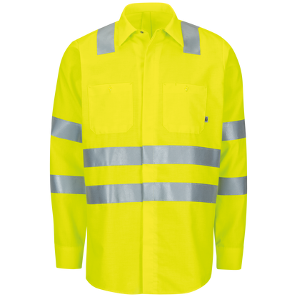 Red Kap Long Sleeve Hi-Visibility Ripstop Work Shirt with MIMIX® + OilBlok, Type R Class 3