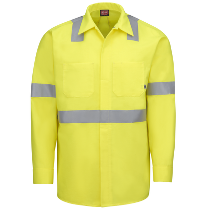 Red Kap Long Sleeve Hi-Visibility Ripstop Work Shirt with MIMIX® + OilBlok, Type R Class 2