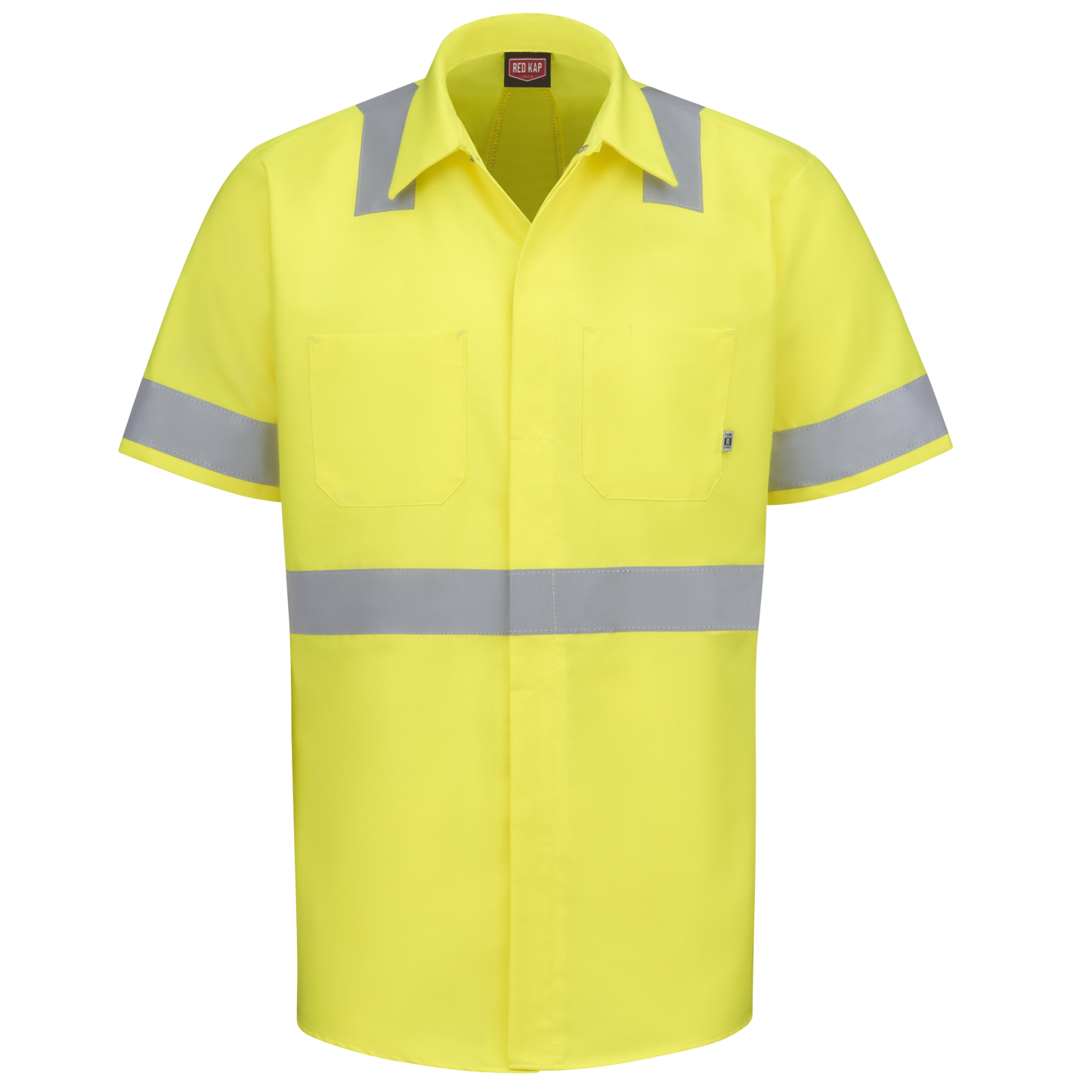 Red Kap Short Sleeve Hi-Visibility Ripstop Work Shirt with MIMIX® + OilBlok, Type R Class 2-Fluorescent Yellow