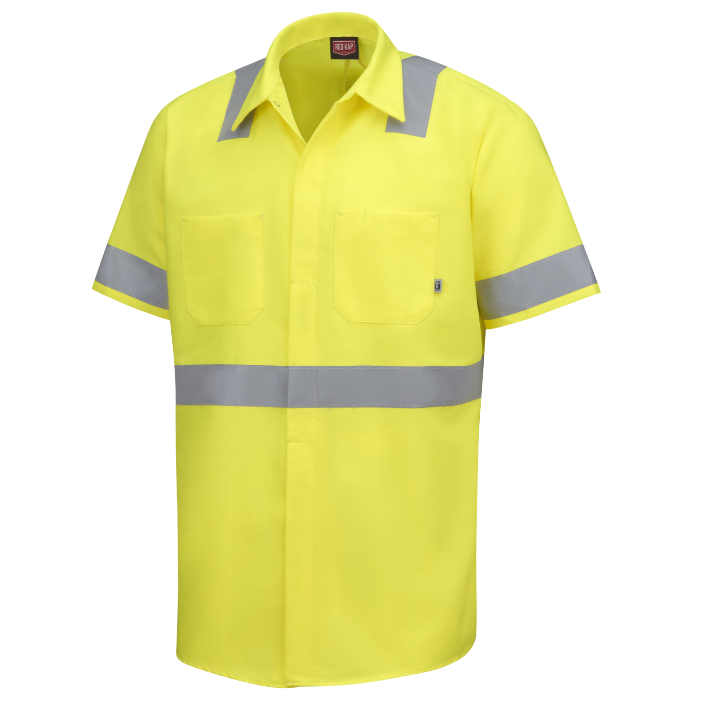 Red Kap Short Sleeve Hi-Visibility Ripstop Work Shirt with MIMIX® + OilBlok, Type R Class 2-Fluorescent Yellow