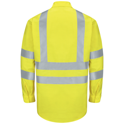 Red Kap Men's Hi-Visibility Long Sleeve Ripstop Work Shirt - Type R, Class 3