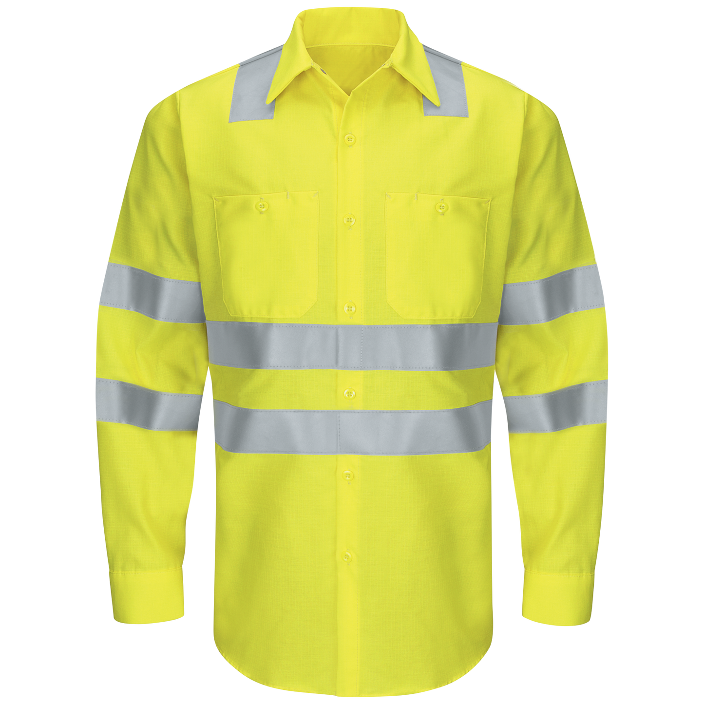 Red Kap Men's Hi-Visibility Long Sleeve Ripstop Work Shirt - Type R, Class 3