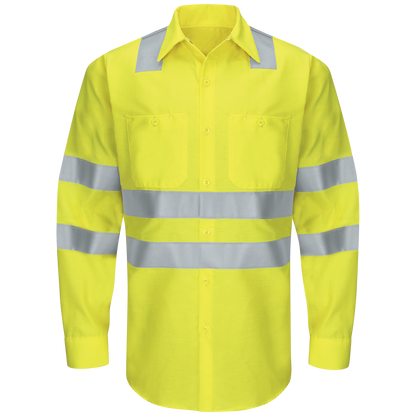 Red Kap Men's Hi-Visibility Long Sleeve Ripstop Work Shirt - Type R, Class 3