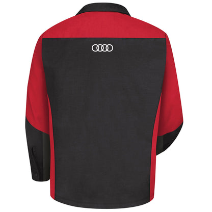 Audi® Long Sleeve Technician Shirt-Black / Red