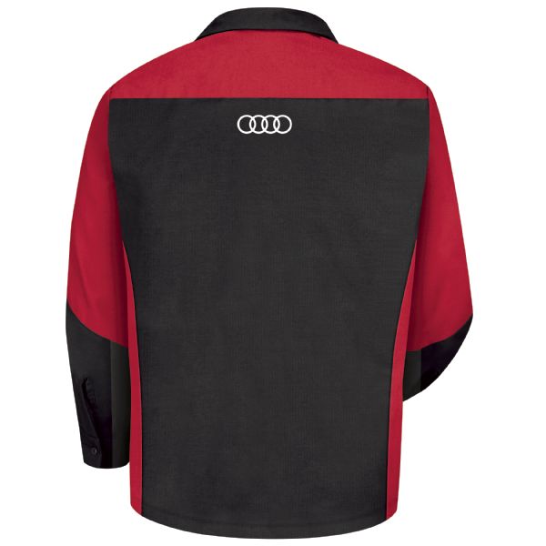 Audi® Long Sleeve Technician Shirt-Black / Red