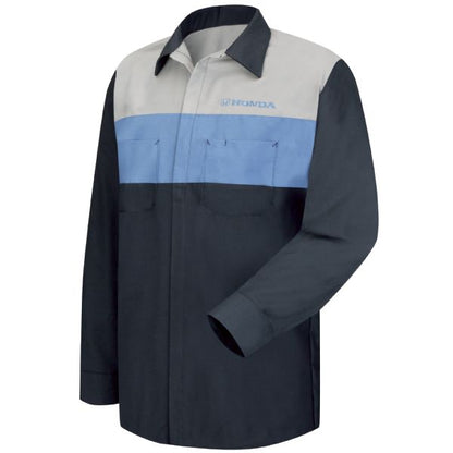 Honda® Long Sleeve Technician Shirt - Navy/Lt. Grey/Honda Blue