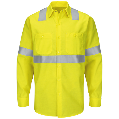 Red Kap Men's Hi-Visibility Long Sleeve Ripstop Work Shirt - Type R, Class 2